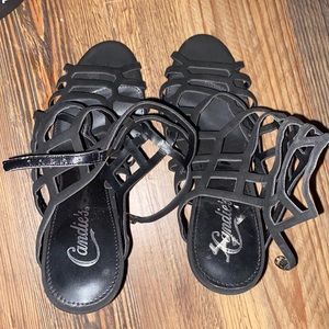 Lightlyworn If even worn black laceup candle heels